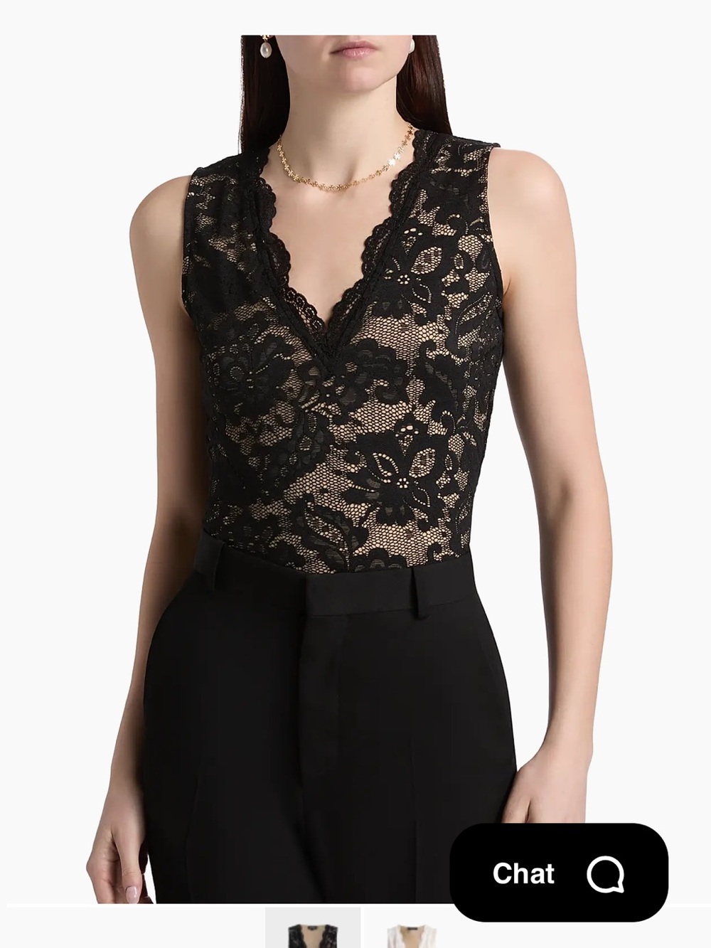 Generation Love Leila Black Lace Trim Shell Top with Beige Lining